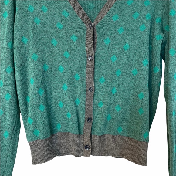 CABi Polka Dot V-neck Button Cardigan Grey Green - Picture 5 of 7